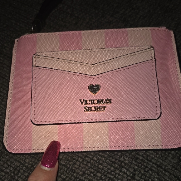 Victoria's Secret Pink Striped Zip Card Case - Picture 3 of 5